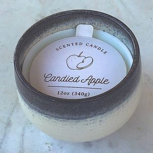 CANDIED APPLE CANDLE FALL INTO AUTUMN CERAMIC 3 WICK 12 oz NEW
